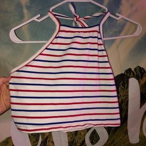 Striped halter crop